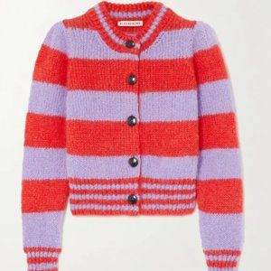 ALEXACHUNG Striped Cropped Cardigan(M)